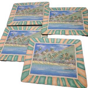 Vintage Lady Clare Ferroni Cork(4) Placemats England coastal Palms 9.25"x 8" New